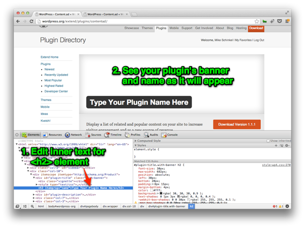 Previewing your Plugin's Banner and Name as it will Appear
